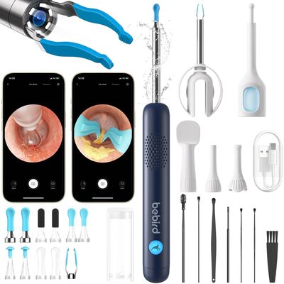 BEBIRD R1 Ultra Ear Wax Removal Tool Camera, Ear Cleaner with Camera Ear Scope, Wax Remove Ear Pick with Ear Otoscope Tweezers, Visual Dropper Cleaning Kit, Ear/Nose/Throat Examination for Family