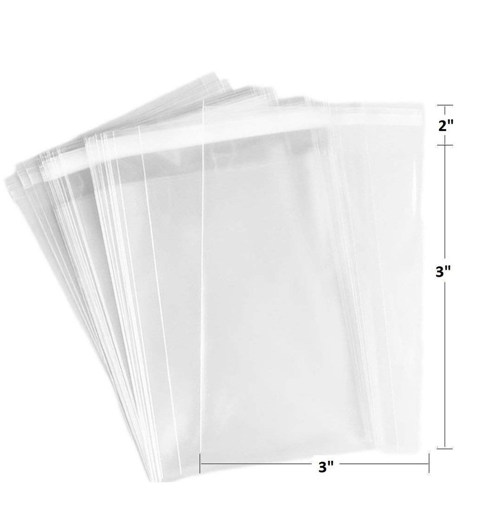 3" x 3" Crystal Clear BOPP Cello Bags  Crinkly, Non-Porous Polypropylene Retail Packaging for Food, Cookies, Candy, Crafts, Jewelry & Merchandise