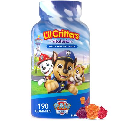 Lil Critters Paw Patrol Gummy Vites Daily Gummy Multivitamin for Kids, Vitamin C, D3 for Immune Support Cherry, Orange and Blueberry Flavors, 190 Gummies