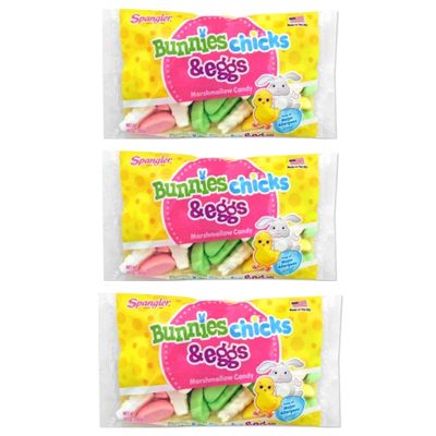 Spangler Bunnies, Chicks, and Eggs Marshmallow Easter Candy - Pack of 3 - 10 oz Per Bag - 30 oz Total of Candy Gluten Free, Peanut Free, Milk Free, Egg Free, Fish Free, and Wheat Free
