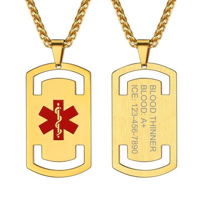Supcare Custom Dog Tags for Men Medical Alert Necklace Waterproof Mens Jewelry Personalized Men Stainless Steel Necklace Gifts