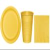 Baxters Party Bundles Bulk, Golden Yellow, 48 Count 9 Inch Paper Plates, 40 Count 16 Ounce Plastic Cups, 50 Count Luncheon Paper Napkins, Pack Contains 138 Pieces Made in The USA view 1