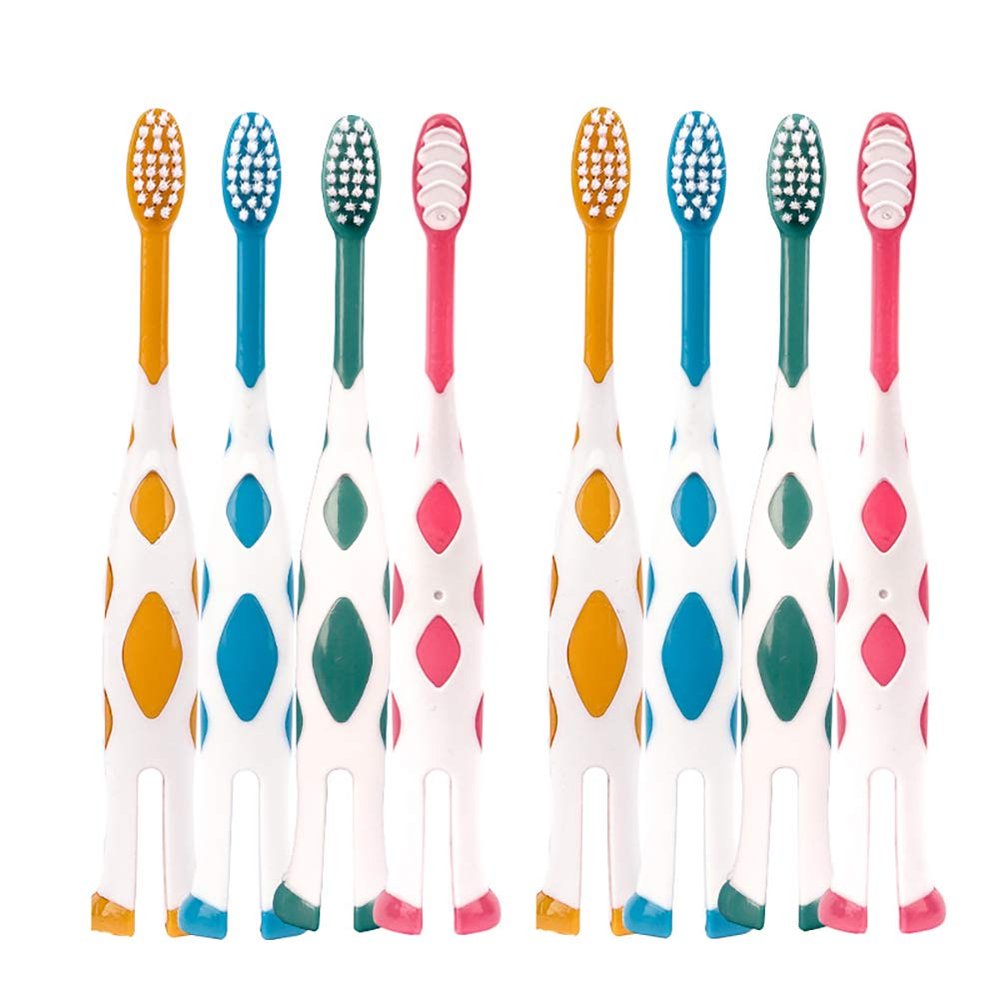 newrichbee 8 Packs Kids Toothbrush, Extra Soft Lovely Deer Toddler Toothbrush for Kids 2-8 Years (Pink&Orange&Blue&Green)