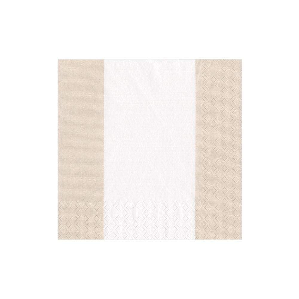 Caspari Bandol Stripe Paper Cocktail Napkins in Natural, 40 Count
