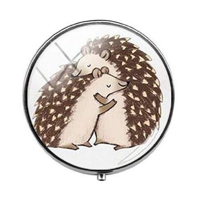 Beautiful Vintage Hedgehog Pill Box - Charm Pill Box - Glass Candy Box Art Photo Jewelry Birthday Festival Gift Beautiful Gift