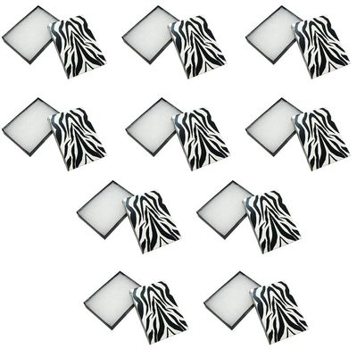 100 Pc 5-3/8" x 3-7/8" x 1" Gift Boxes Jewelry Zebra Animal Print Cotton Filled