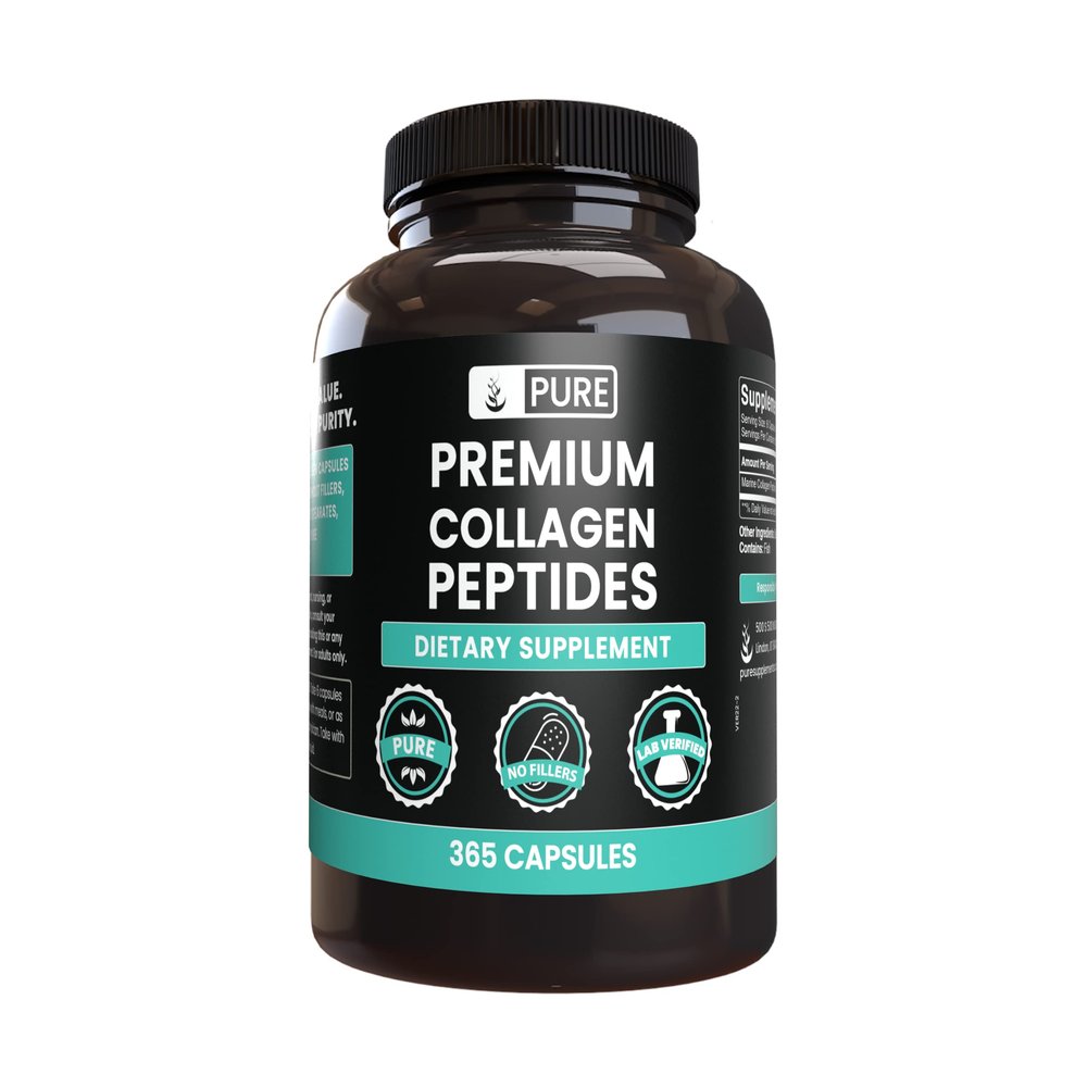 PURE ORIGINAL INGREDIENTS Marine Collagen (365 Capsules) No Magnesium Or Rice Fillers, Always Pure, Lab Verified