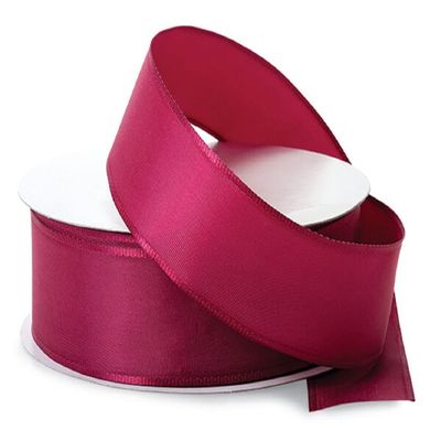 Burgundy Wired Taffeta Fabric Ribbon - 1 1/2in. x 50 Yards - 2 Spools