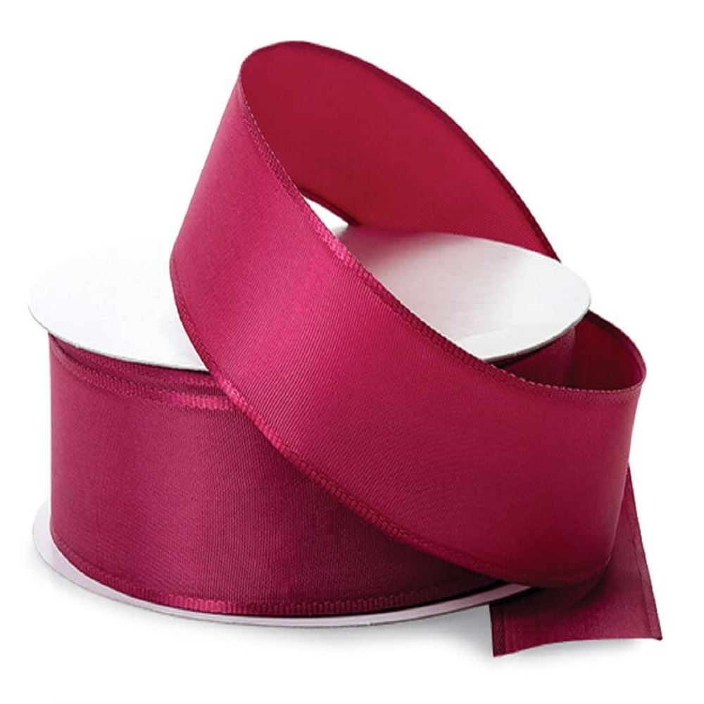 Burgundy Wired Taffeta Fabric Ribbon - 1 1/2in. x 50 Yards - 2 Spools