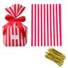 Tim&Lin Red Stripe Clear Cello Candy Favor Bags,Cellophane Cookie Treat Plastic Bags,With Gold Twist Ties, Pack of 50 view 1