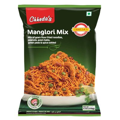Chheda's Manglori Mix - Snack of Manglore - Besan Sev, Peanuts, Boondi, Green Peas - Ready to Eat Mixture - Indian Namkeen 170g (Pack of 3)