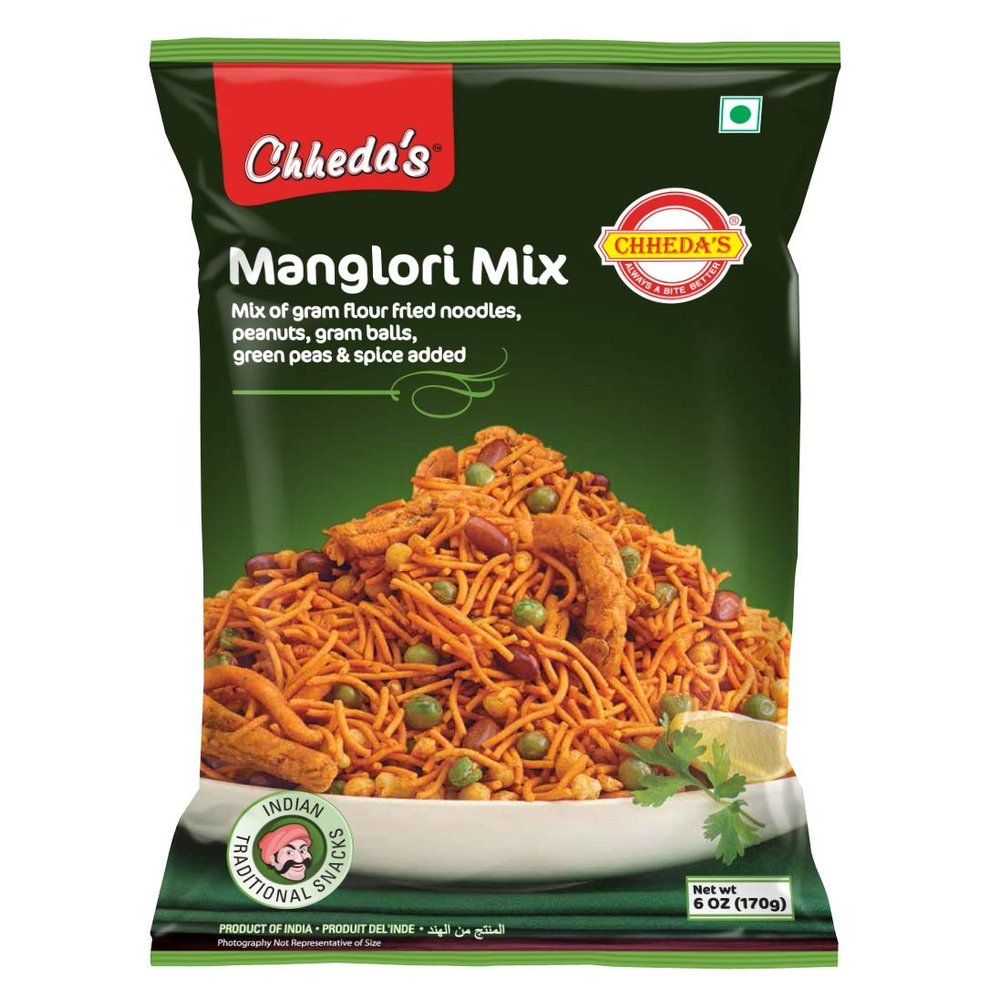 Chheda's Manglori Mix - Snack of Manglore - Besan Sev, Peanuts, Boondi, Green Peas - Ready to Eat Mixture - Indian Namkeen 170g (Pack of 3)