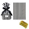 Tim&Lin Black Stripe Clear Cello Candy Favor Bags,Cellophane Cookie Treat Plastic Bags,With Gold Twist Ties, Pack of 50 view 1