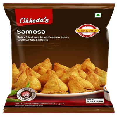 Chheda's Samosa - Crispy Spicy Snack - With Spicy Mixture Filling - Ready to Eat Food - Indian Namkeen 170g (Pack of 4)