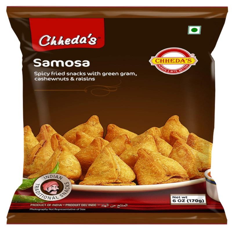 Chheda's Samosa - Crispy Spicy Snack - With Spicy Mixture Filling - Ready to Eat Food - Indian Namkeen 170g (Pack of 4)
