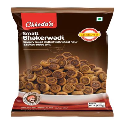 Chheda's Small Bakarwadi - Crispy Spicy Snack - With Spicy Filling - Spicy Spring Rolls - Ready to Eat Snack - Indian Namkeen 170g (Pack of 4)
