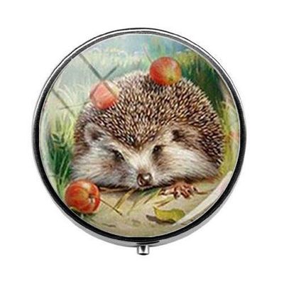Beautiful Vintage Hedgehog Pill Box - Charm Pill Box - Glass Candy Box Art Photo Jewelry Birthday Festival Gift Beautiful Gift
