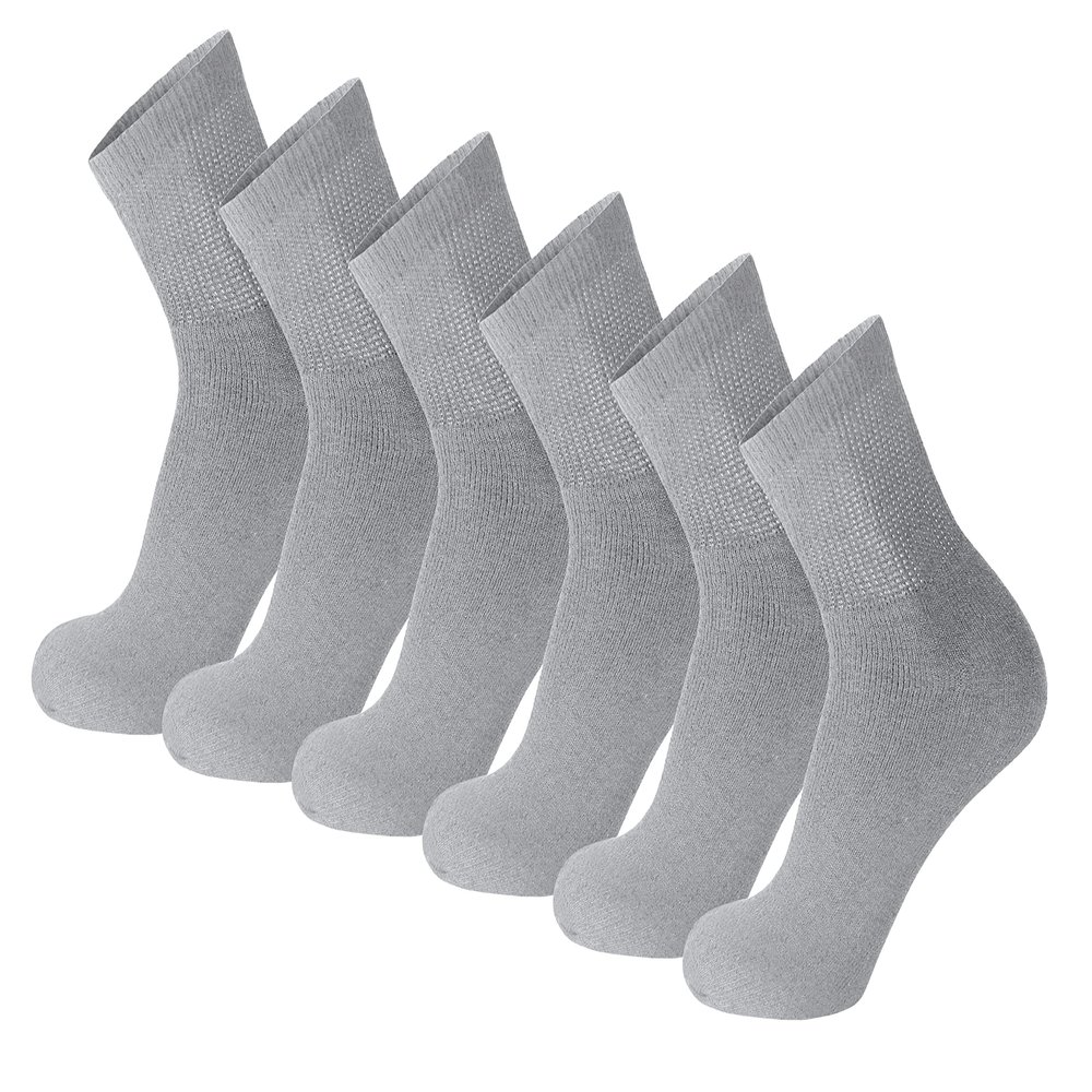 6 Pack of Small Size Mens Diabetic Quarter Length Athletic Sport Ankle Socks (Gray, 9-11)