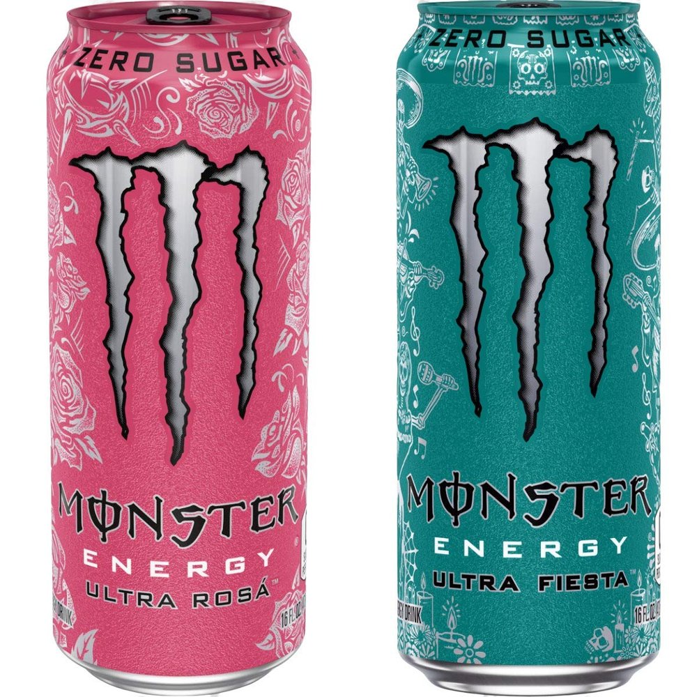 Monster Energy Ultra Fiesta & Ultra Rosa 16 ounce cans (2 Flavor Pack, 4 Cans)