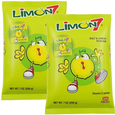 ANAHUAC Limon 7 Sal y Limon 2 PACK 100 Piezas 200 gr. c/u | Salt and Lemon Powder 2 PACK 100 Units 7 oz. each.