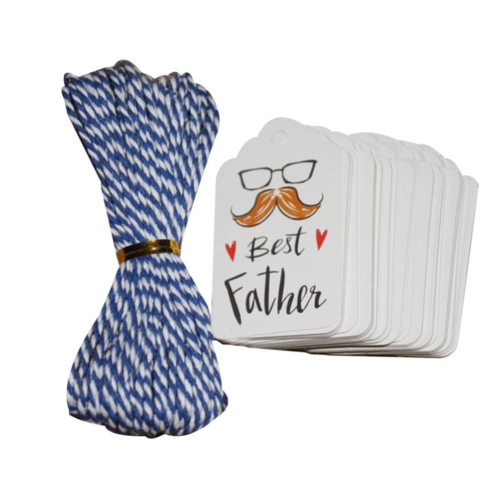 100PCS Fathers Day Tag Craft Paper Bookmark Tag Hanging Best Father Message Card