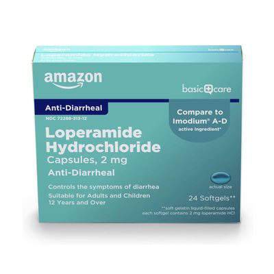 Amazon Basic Care Loperamide Hcl 2 Mg Softgels, Anti-Diarrheal, 24 Count (Pack of 1)