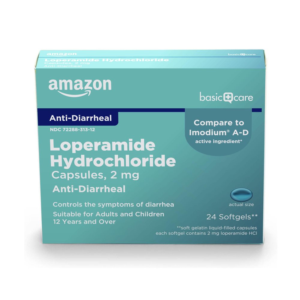 Amazon Basic Care Loperamide Hcl 2 Mg Softgels, Anti-Diarrheal, 24 Count (Pack of 1)