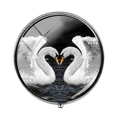 Beautiful Animal Swan Lovers Pill Box - Charm Pill Box - Glass Candy Box Art Photo Jewelry Birthday Festival Gift Beautiful Gift