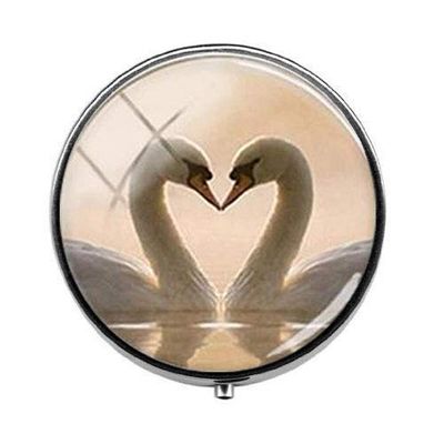 Beautiful Animal Swan Lovers Pill Box - Charm Pill Box - Glass Candy Box Art Photo Jewelry Birthday Festival Gift Beautiful Gift