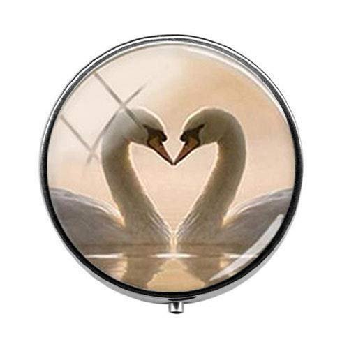 Beautiful Animal Swan Lovers Pill Box - Charm Pill Box - Glass Candy Box Art Photo Jewelry Birthday Festival Gift Beautiful Gift
