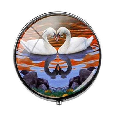Beautiful Animal Swan Lovers Pill Box - Charm Pill Box - Glass Candy Box Art Photo Jewelry Birthday Festival Gift Beautiful Gift