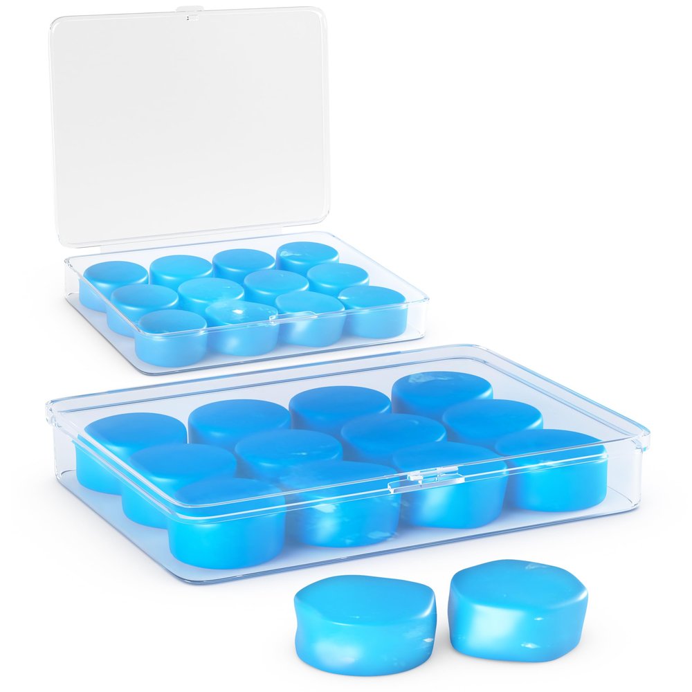 12 Pair Moldable Earplugs Silicone - Small Wax Ear Plugs for Sleeping Noise Cancelling Sound Blocking Snoring in 2 Plastic Cases - Gel Ear Plugs for Swimming Pool Waterproof Kids Women Swimmer Water