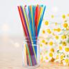 100 Pcs Colorful Plastic Long Disposable Drinking Straws. (0.23''diameter and 10.2"long) view 3