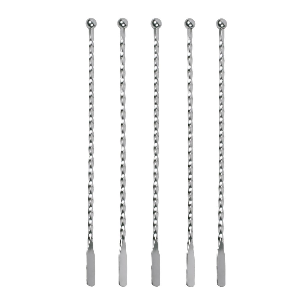 HIC Kitchen Reusable Swizzle Sticks, 18/8 Stainless Steel, Set of 5