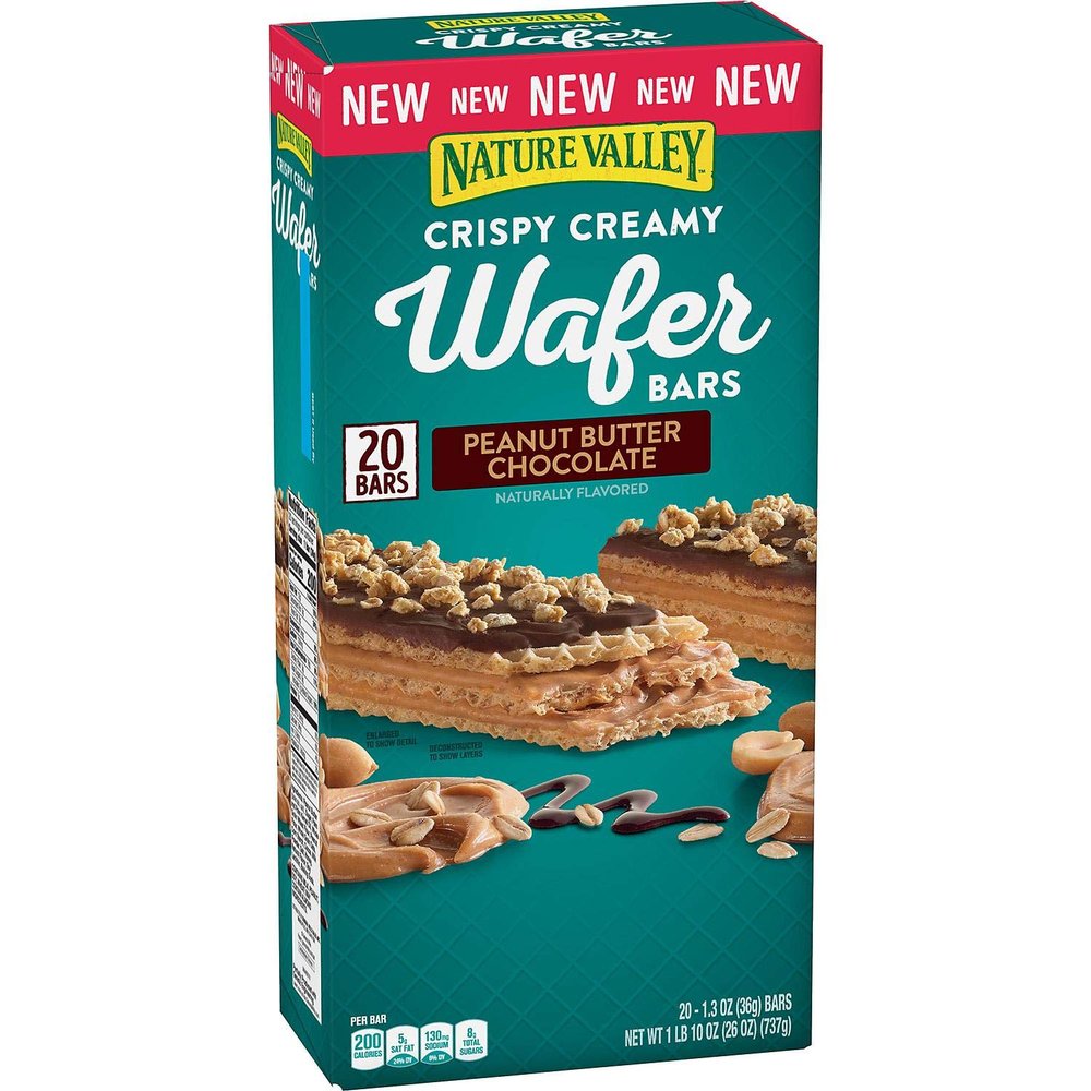 Nature Valley Crispy Creamy Wafer Bars, Peanut Butter Chocolate, 1.3 Oz, 20 Count
