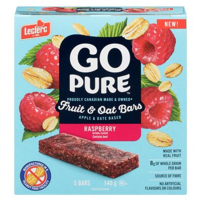 GO PURE Raspberry Fruit & Oat Bars, 140 GR