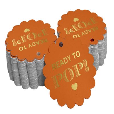 Inkdotpot Pack of 50 Ready to Pop Baby Shower Favor Paper Tags Craft Real Gold Foil Hang Tags