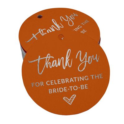 Inkdotpot Silver Foil Paper Hang Tags Thank You for Celebrating The Bride to Be Bridal Shower Favor Tags 50 Pieces