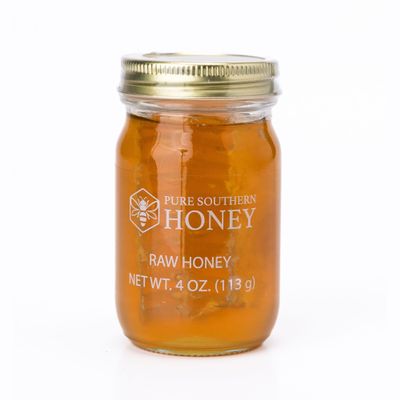 100% Authentic, USA  Made [ 4 oz ] MINI Raw Unfiltered Honey with Honeycomb, Pure Southern Honey - Unheated - Non - GMO, No Additives, All - Natural Sweetener- Environmental-Friendly Glass Jar