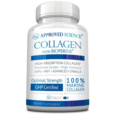 Approved Science Collagen Pills - Absorbable Marine Collagen Types I and III - 60 Tablets - Healthy Hair and Skin - Vitamin C, Sodium, and Bioperine for Fast Results - Non-GMO, Made in USA