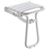12.2" Eleganto White Foldaway Wall Mount Handicap Shower Seat with Integrated Support Stand view 1