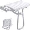 23" Eleganto White Foldaway Wall Mount Handicap Shower Seat with Integrated Support Stand view 3