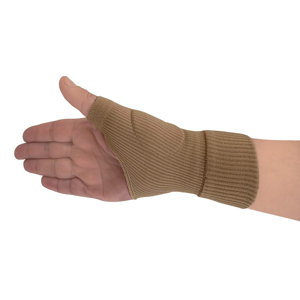 2 Pairs Thumb Splint Wrist Support Brace - Gel Thumb Support Stabilizer Ideal for Arthritis, Joint Pain, Tendonitis, Sprains, Hand Instability - Free Eyeglass Pouch (Beige, Regular)