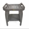 CoastalVogue Tranquility 24 Inch Gray Waterproof Teak Wood Shower Bench Stool Seat Chair for Inside Shower Provides Safety, Storage, and Organization for Bathroom Accessories view 1