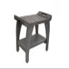 CoastalVogue Tranquility 24 Inch Gray Waterproof Teak Wood Shower Bench Stool Seat Chair for Inside Shower Provides Safety, Storage, and Organization for Bathroom Accessories view 2