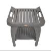 CoastalVogue Tranquility 24 Inch Gray Waterproof Teak Wood Shower Bench Stool Seat Chair for Inside Shower Provides Safety, Storage, and Organization for Bathroom Accessories view 3