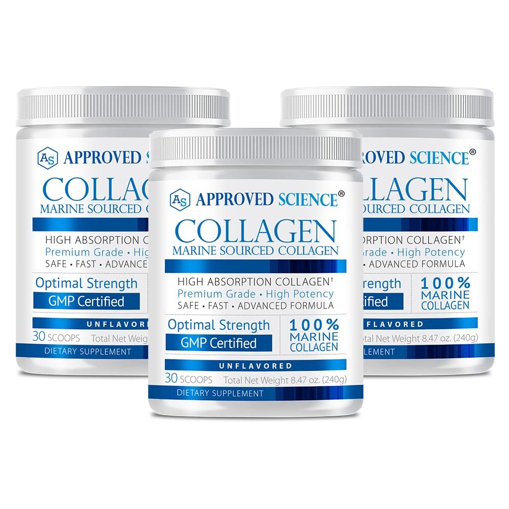 Approved Science Collagen Powder - Skin and Hair - 90 Scoops - Three Month Supply - Made in The USA