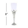 DecorFest Premium 12 Pieces Plastic Champagne Flutes 8" 4.5oz Disposable Silver Medieval Design Stem Clear Champagne Glasses, Flute Set for Celebration view 2