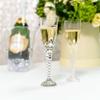 DecorFest Premium 12 Pieces Plastic Champagne Flutes 8" 4.5oz Disposable Silver Medieval Design Stem Clear Champagne Glasses, Flute Set for Celebration view 4