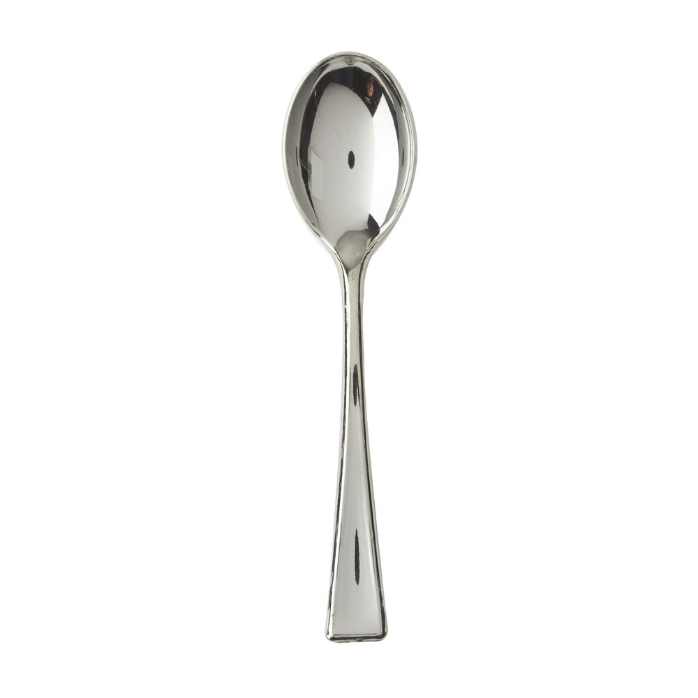 DecorFest Premium Plastic Mini Spoons 24 pcs/Bag Disposable Silver Spoons, Perfect for Outdoor picnic gatherings, Small Events, and House Parties